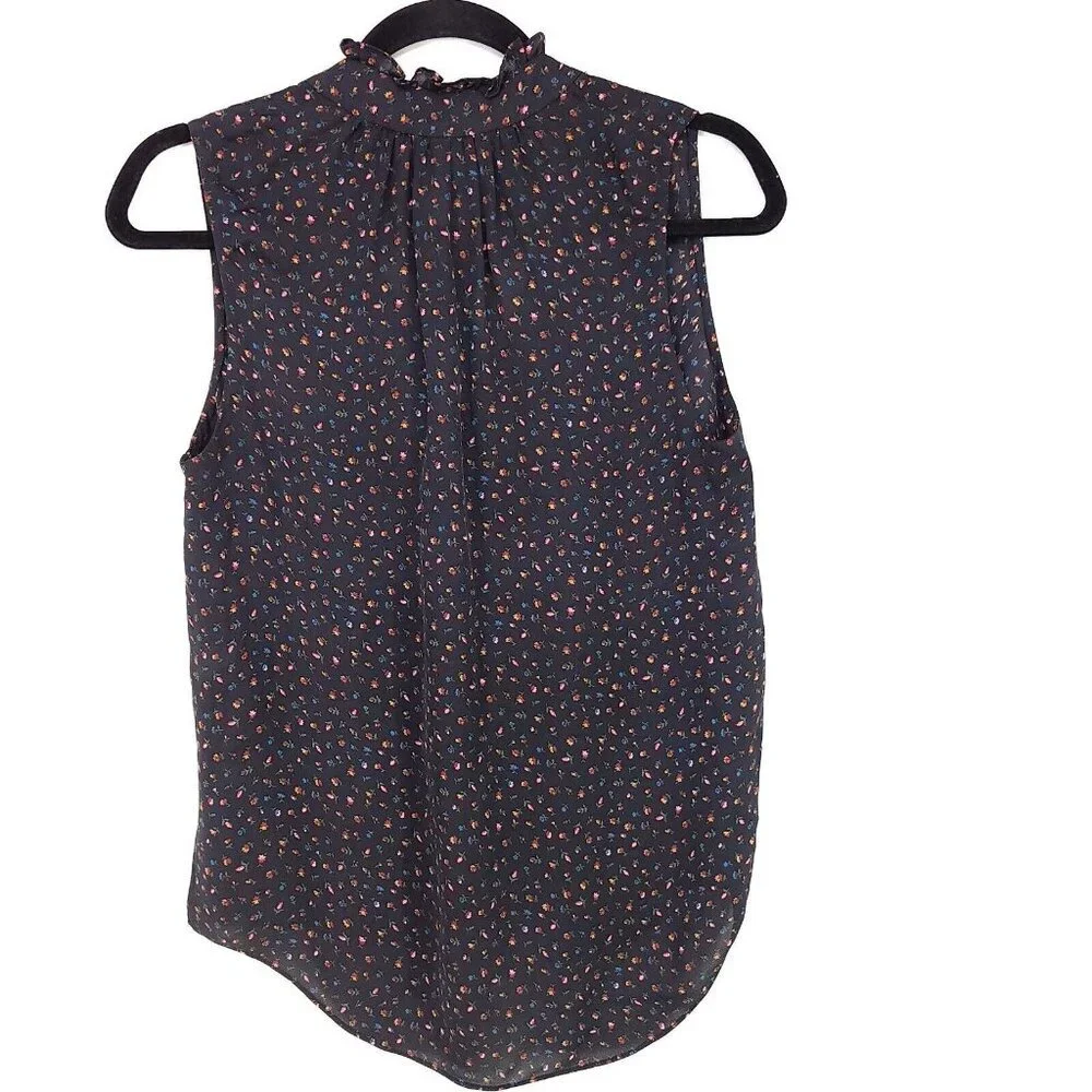 Veronica Beard 100% Silk Top Size 8 Neck Tie Sleeveless Blouse Floral Sleeveless - Picture 3 of 14